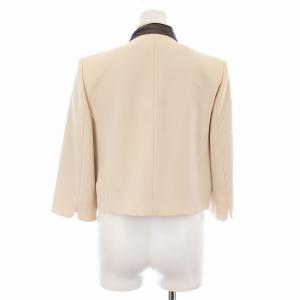 Max Mara スタンドカラージャケット 七分袖 切替 シアー シルク ウール 42 ベージュ 黒 ブラック 8041065700