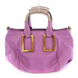Chloe ETHEL エテル 2WAY ハンドバッグ ショルダーバッグ レザー ロゴ 紫 パープル 04-12-50-65