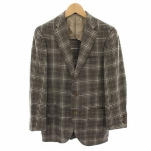 ロロピアーナ Loro Piana テーラードジャケット シングル チェック柄 8D44 茶 ブラウン