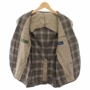 TOMORROWLAND ロロピアーナ Loro Piana テーラードジャケット シングル チェック柄 8D44 茶 ブラウン