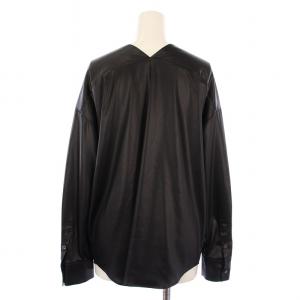 iCB 21AW Gloss Satin ブラウス シャツ 長袖 Vネック 4 黒 BLCYIA0901 /BM