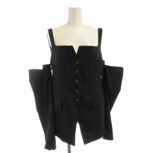 Off Shoulder Jacket オフショルダージャケット ストライプ 紺 ネイビー /EE