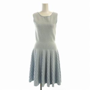 ANTONINO VALENTI ノースリーブワンピース 総柄 ひざ丈 38 水色 ライトブルー 1118182916062380