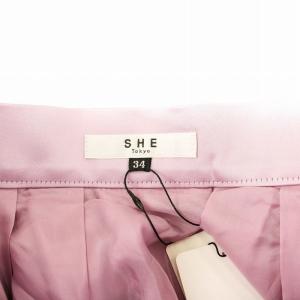SHE Tokyo タックボリュームスカート フレア ロング マキシ サテン 34 ラベンダー S-SK-47 /KU