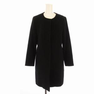 ノーカラーコート アルパカ ミドル丈 36 紺 ネイビー 101627-17480-95-360 /EE