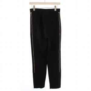 CELINE フィービー期 スラックスパンツ ストレート ジップフライ ストレッチ サイドファスナー シルク 34 黒