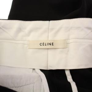 CELINE フィービー期 スラックスパンツ ストレート ジップフライ ストレッチ サイドファスナー シルク 34 黒