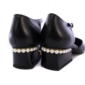 CHANEL アンクルストラップパンプス ココマーク パール レザー 36C 黒 G39250