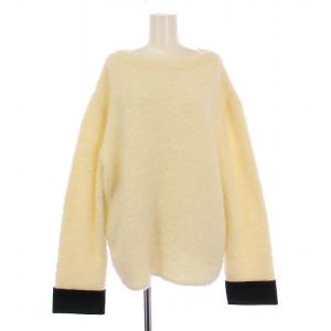 Leather Cuffs Sweater レザーカフスセーター ニット 長袖 クルーネック 牛革 ウール