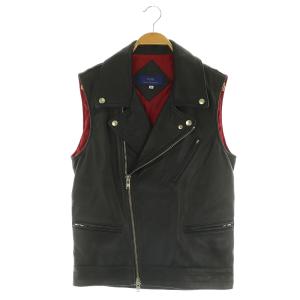 ITEMS レザーベスト ライダース 羊革 38 ブラック /MY OS
