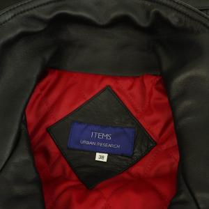URBAN RESEARCH ITEMS レザーベスト ライダース 羊革 38 ブラック /MY OS