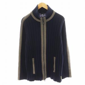 ノーカラージャケット 中綿 ジャケット カシミア混 48 M 紺