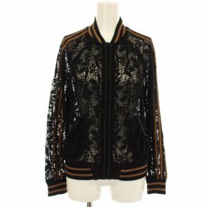 GKITALIYA レース ジャージ ブルゾン ジップアップ ジャケット 7 黒 茶 /G