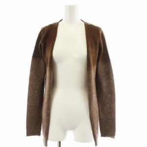 カーディガン 長袖 ウール アルパカ 40 茶 ブラウン /AN27