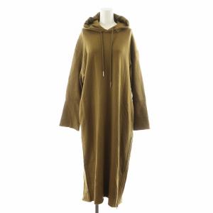 ワンピース ロング丈 フード 長袖 茶 ブラウン /AN38