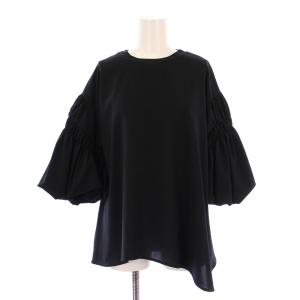 バルーンスリーブブラウス シャツ 五分袖 クルーネック 38 黒 3356628 /BM