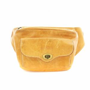 ボディバッグ ウエストバッグ レザー キャメル /KU
