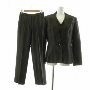 シングルスーツ セットアップ 3点セット スラックスパンツ テーラードジャケット ベスト ラメ 3 ブラック