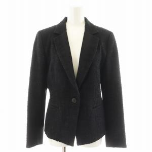 DKNY スーツ セットアップ テーラードジャケット シングル タイトスカート ひざ丈 ツイード 6 黒 ブラック