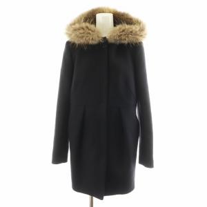コート ロング丈 フード ラクーンファー アウター 38 黒 ブラック VZUVD-09110 /AN12