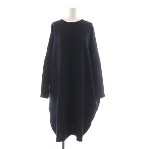 ワイドワンピース ロング 長袖 ネイビー /NQ