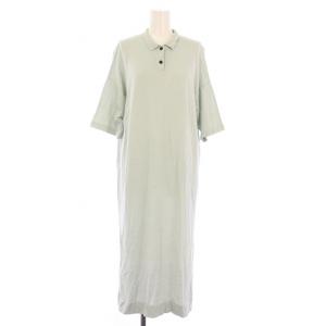 POLO ONEPIECE ポロワンピース ミモレ ロング 半袖 レギュラーカラー ストレッチ 無地 スリット