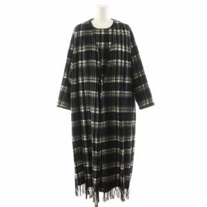 ear ワンピース ロング丈 長袖 チェック柄 F 黒 ブラック 白 ホワイト EAZ1082409A0002