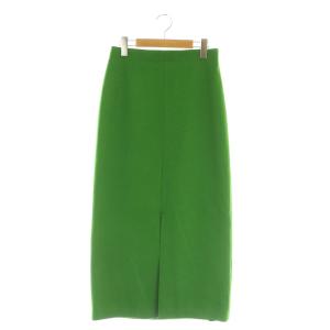 23AW LUMINARYウールスカート ロング タイト スリット 38 グリーン /MY OS