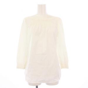 ブラウス カットソー 七分袖 シャーリング 38 白 P9977R /KH