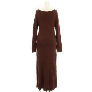 Ameri VINTAGE 21ss ナイロンニットワンピース 01010550430 Vネック ロング ワンピース 長袖 M 茶