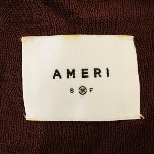 Ameri VINTAGE 21ss ナイロンニットワンピース 01010550430 Vネック ロング ワンピース 長袖 M 茶