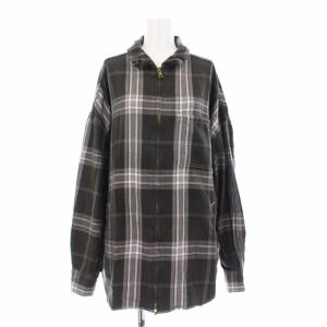 チェックZIPシャツジャケット ジップアップ チェック柄 カーキ グレー 19050500702010