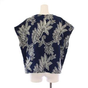45R 更紗プリントの馬Mシャツ F ネイビー