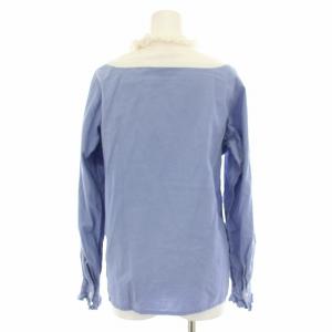 KAPITAL 岡山児島工場産 シャツ ブラウス 長袖 フリル 0 XS 白 ホワイト サックスブルー /YT