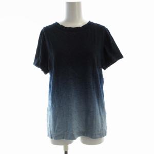 Tシャツ カットソー グラデーション クルーネック 半袖 3 青 ブルー /RO