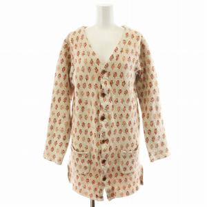 カーディガン 花柄 ウール 1 ベージュ 茶 ブラウン /AN15