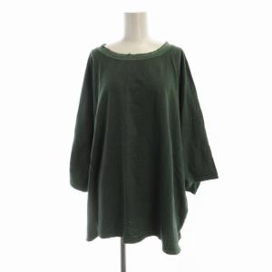 カットソー ダメージ加工 プリント 七分袖 3 緑 グリーン /RO