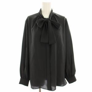 ポリエステルジョーゼットブラウス シャツ リボン ボウタイ 長袖 38 チャコールグレー G5M08-211-08