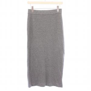 タイトスカート イージー ニット ミモレ ロング ウエストゴム ストレッチ サイドスリット ウール混 M
