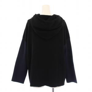 MAX MARA WEEKEND LINE プルオーバーパーカー ニット 長袖 ストレッチ S 黒 ブラック 紺 ネイビー /BB