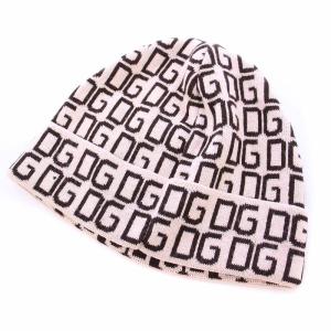 ニット帽 帽子 DGロゴ 総柄 ウール バイカラー ピンク 茶 ブラウン /BB