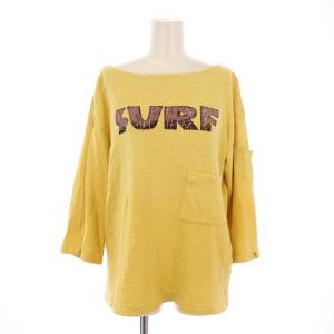 フロントSURFダメージプリント スウェット トレーナー プルオーバー 七分袖 1 黄 K1406LC220
