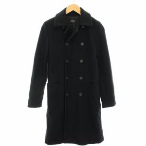 ダブルブレストコート Pコート ウール ロング S 黒 ブラック /HN