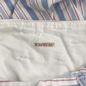 KAPITAL アミッシュパンツ ガウチョパンツ ストライプ 1 青 白 /KH