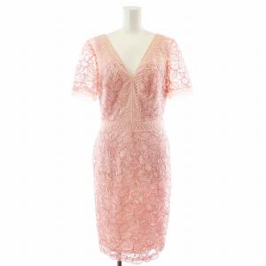 ワンピース ひざ丈 半袖 レース 刺繍 4 ピンク BDO18510M /AN33