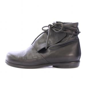 ショートブーツ ローヒール レザー 38 黒 ブラック /BB