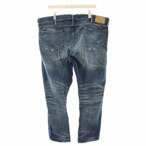 POLO RALPH LAUREN デニムパンツ ジーンズ ボタンフライ USED加工 ダメージ加工 ペイント加工 W42 L32 インディゴ