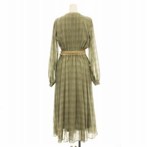 Ameri VINTAGE シャツワンピース 0291521110 ロング チェック柄 長袖 ベルト付き F 緑 グリーン /G