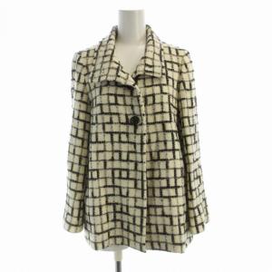 ショートコート チェック アウター 38 黒 ブラック アイボリー 17227-38-01-380 /RO