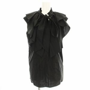 22AW ノースリーブ フリルシャツ 42317930 ブラウス リボン 2 黒 ブラック /G
